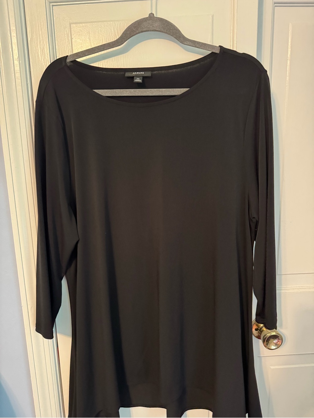 Alfani Black Long Sleeve Tunic Top XXL Scoop Neck Stretch Blouse